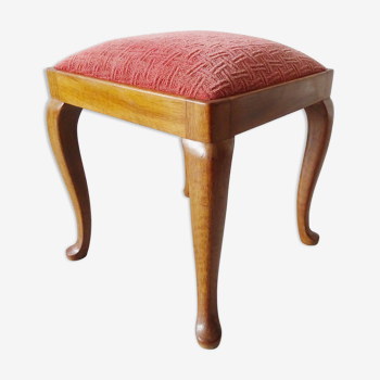 Art Nouveau stool with pink seat cushions