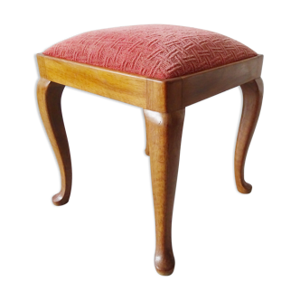Tabouret Art Nouveau avec coussins d’assise roses