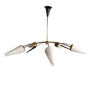 Large vintage Arlus chandelier - 5 arms - 1950s design