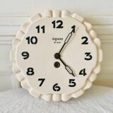 Round cream ceramic wall clock Bayard 8 days vintage