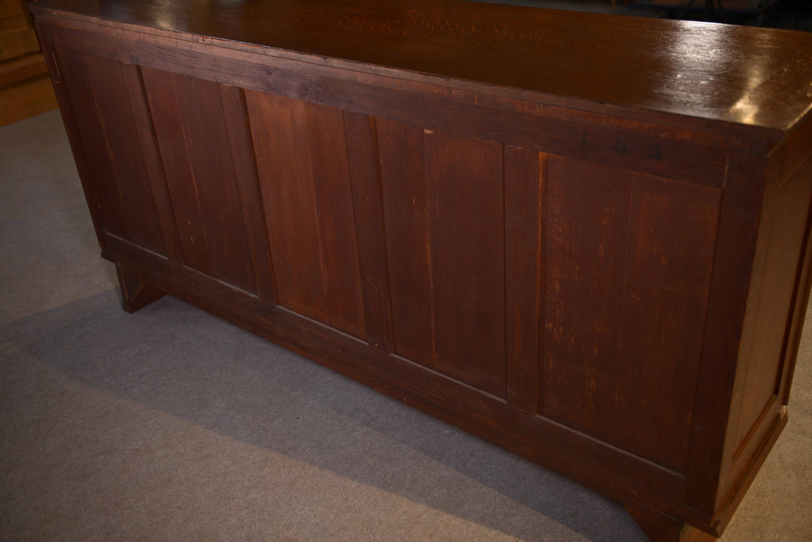 3-door sideboard in solid oak with curved legs, 1950s