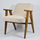 Armchair, model 366, 1960s, cream fabric, teak wood