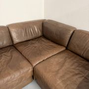 Canapé d’angle modulable DS-76 en cuir marron design De Sede année 80 