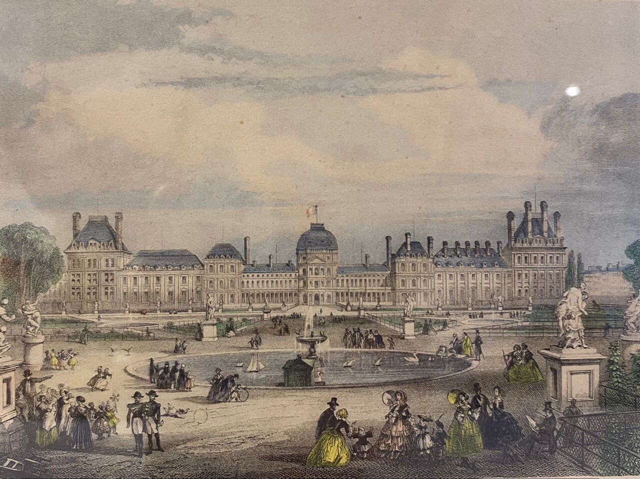 Gravure en couleur, Les Tuileries, Paris