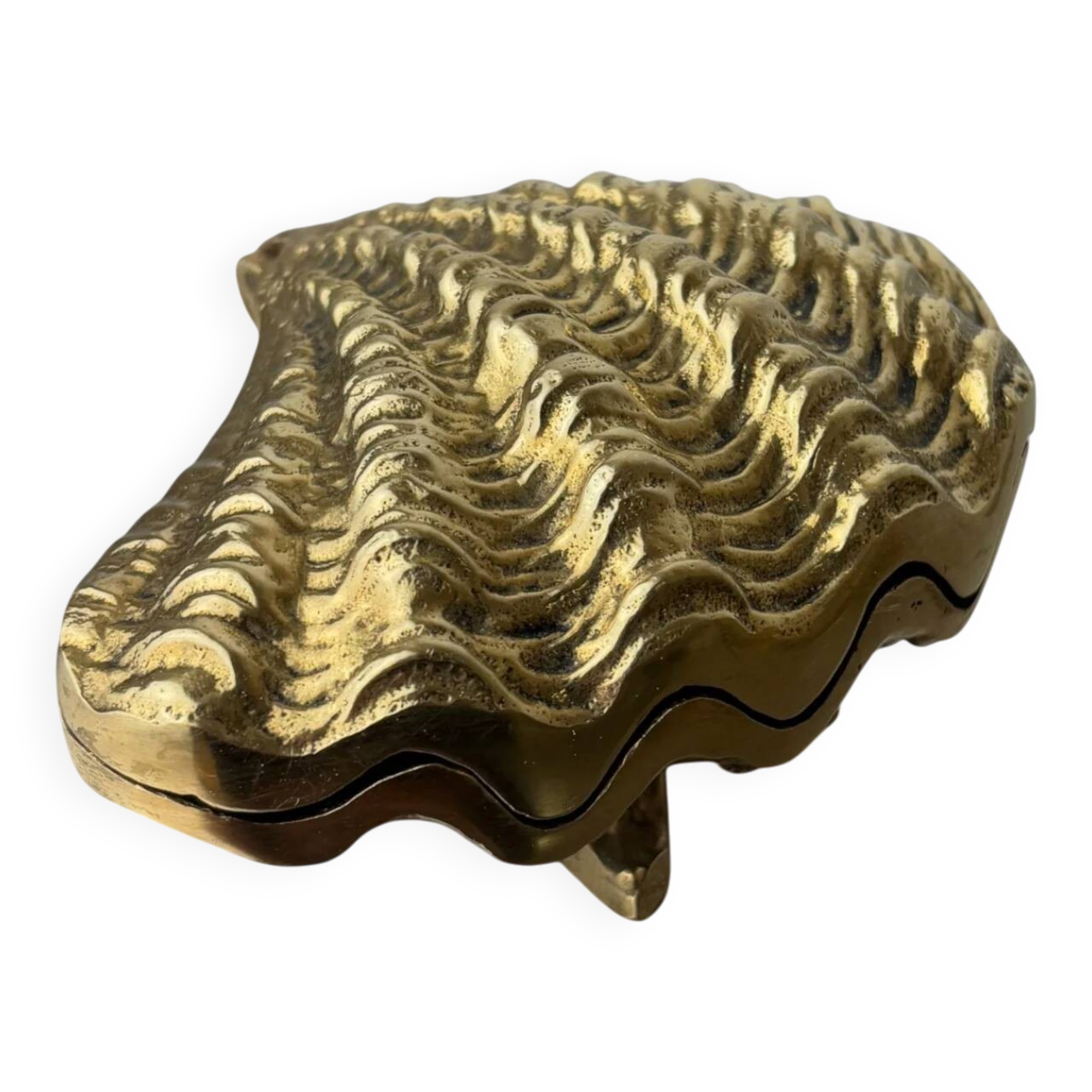 Boîte à bijoux en forme de coquillage en bronze, Italie, années 1970