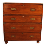 Commode militaire, de marine en acajou blond avec secrétaire, XIXème siècle