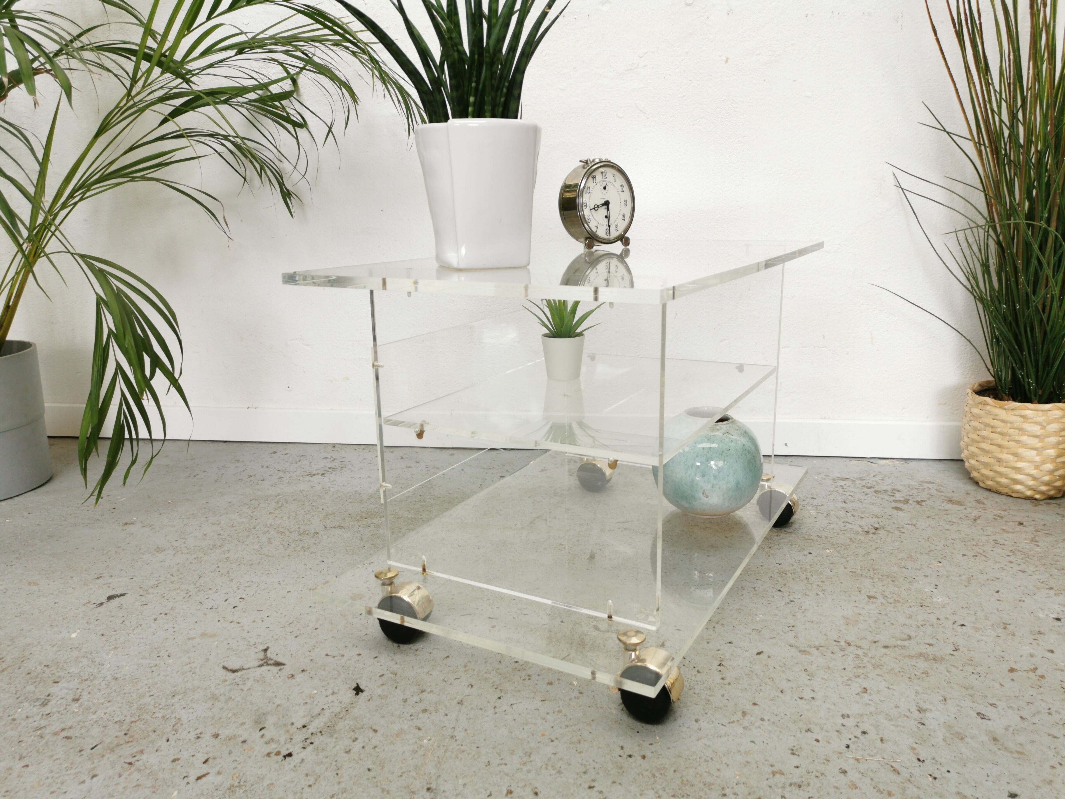 Vintage TV furniture David Lange plexiglass