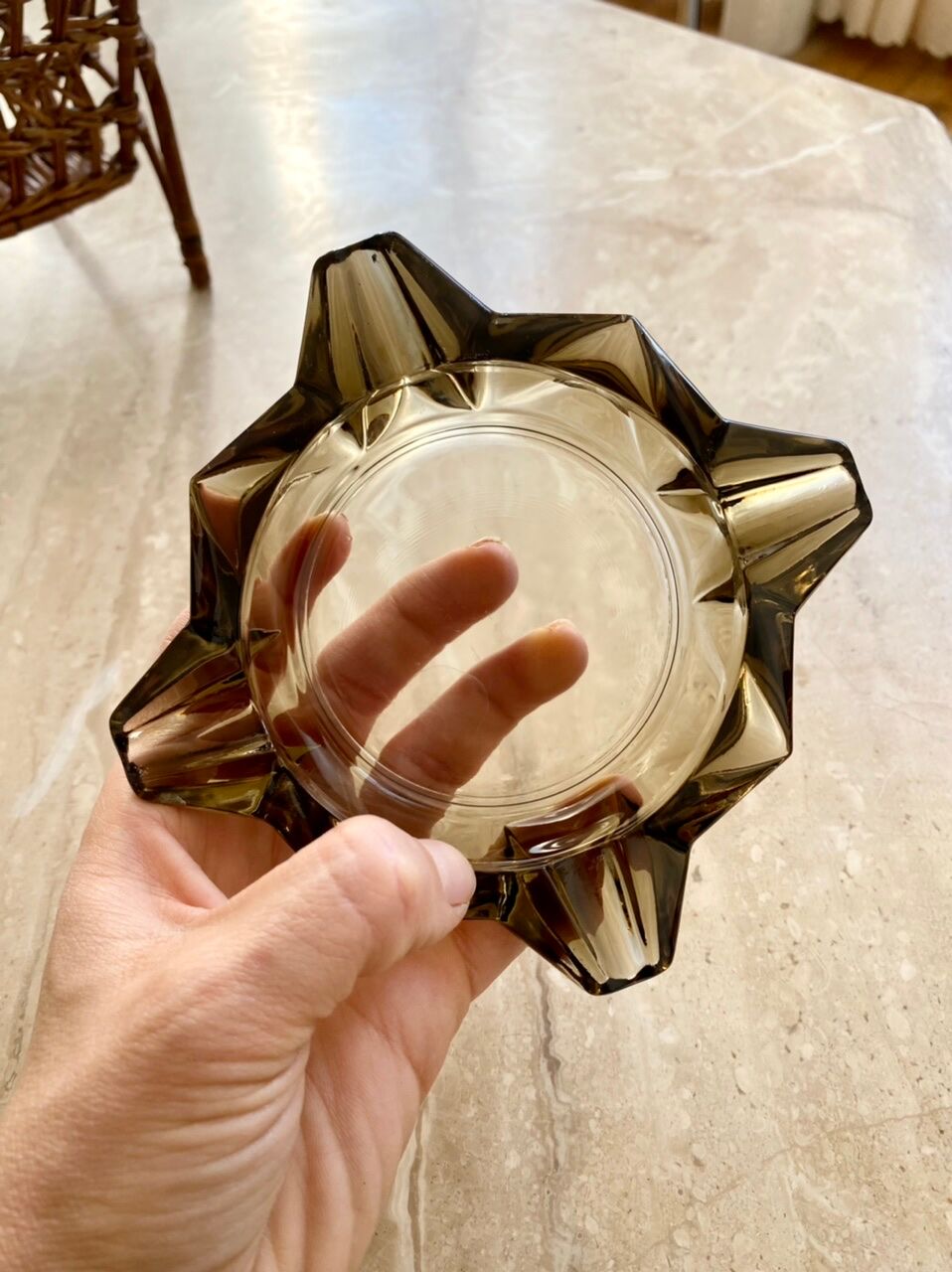 Smoked glass ashtray
