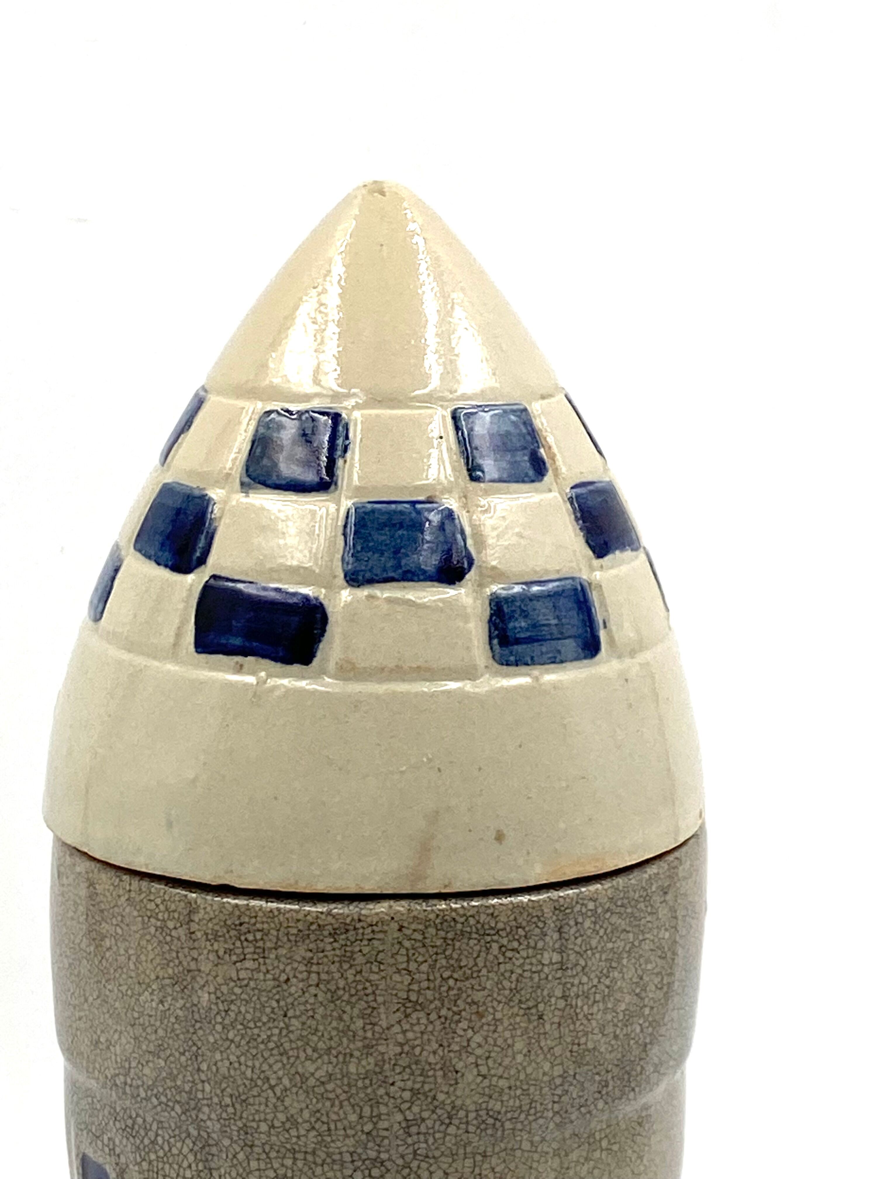 Ceramic rocket, spaceship bottle, France 1940s-1950s