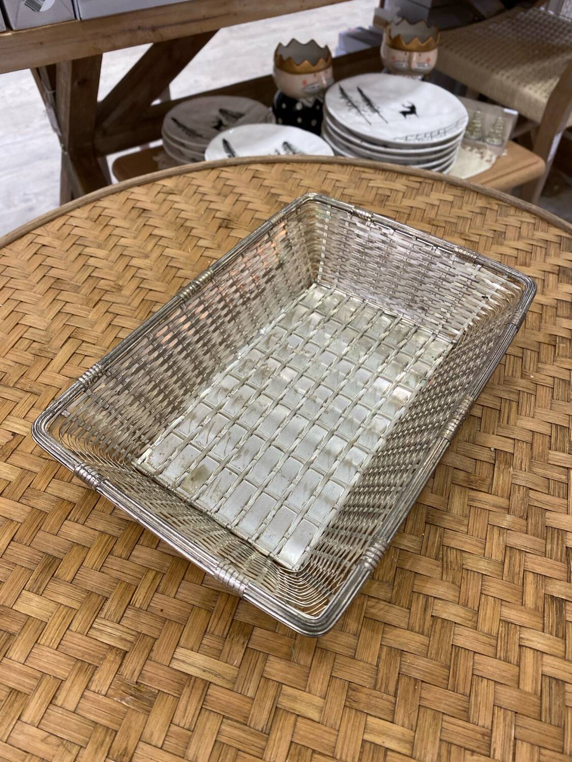 Christofle bread basket, wickerwork model