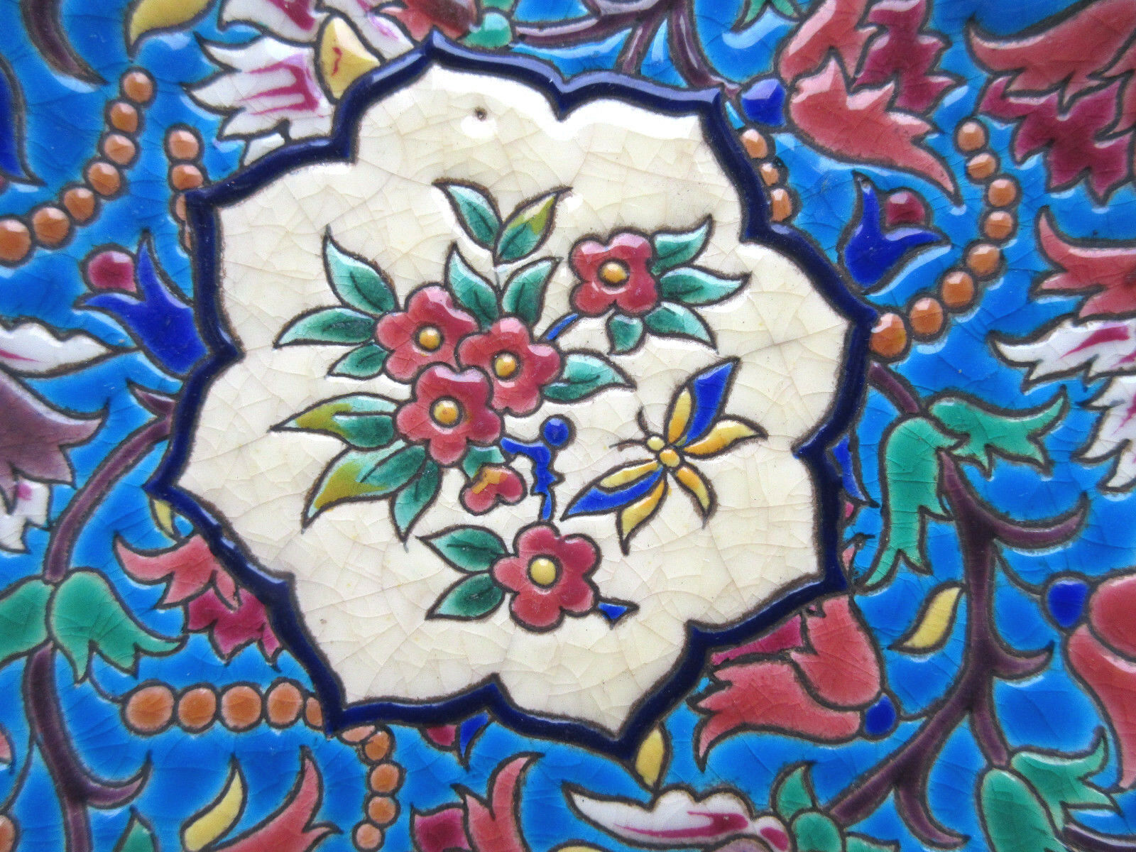 enamel plate, signed LONGWY, Flowers, model "Peonies"