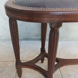 Art Deco stool bench in inlaid walnut
