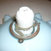 Suspension opaline drapée des années 30 bleue et blanche