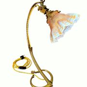 Lamp art & craft foot gooseneck was benson adjustable bronze and lampshade tulip iridescent crystal