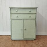 Vintage rattan woven and solid wood sideboard