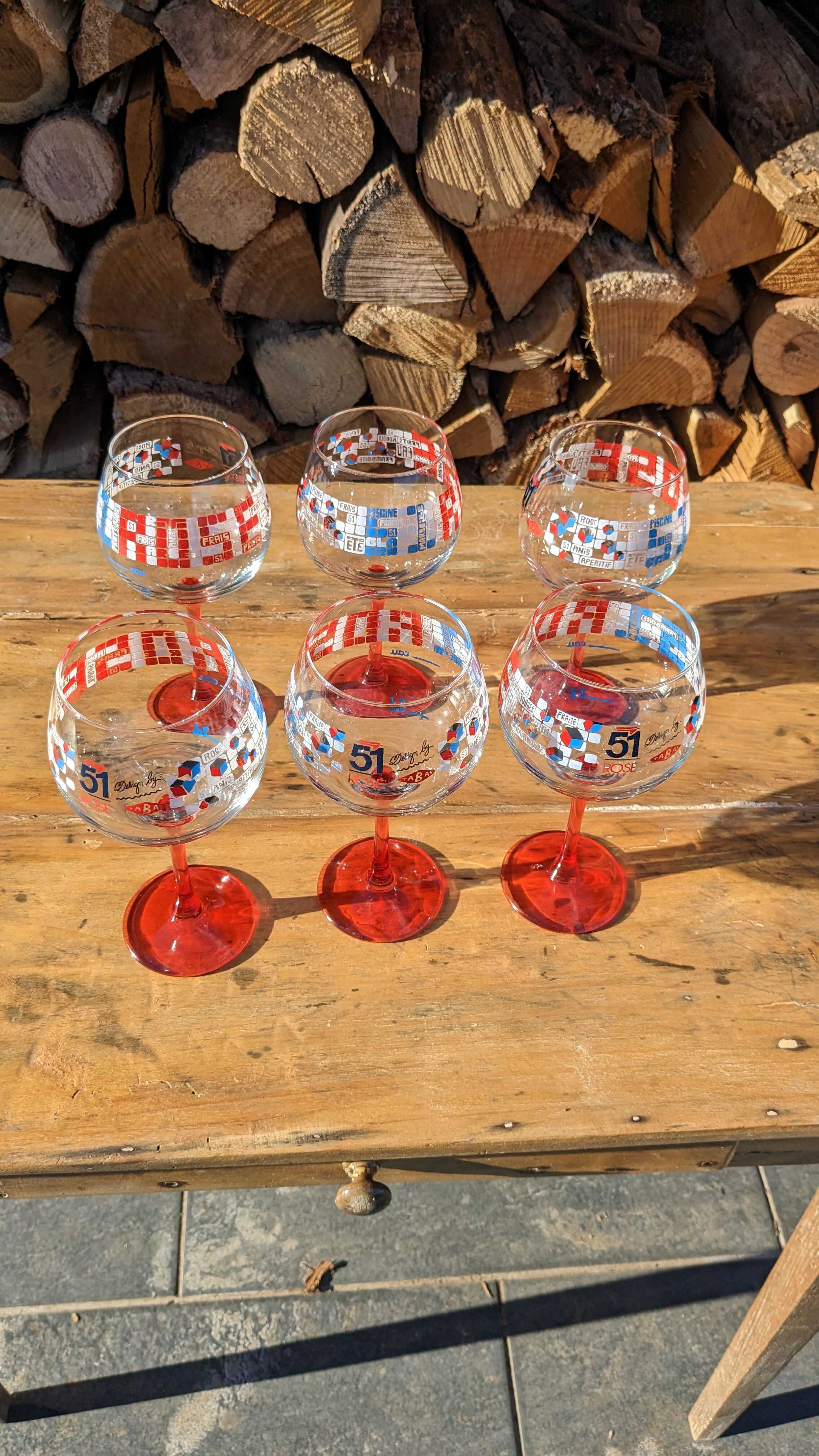 Glasses Pastis 51 rosé pool by six