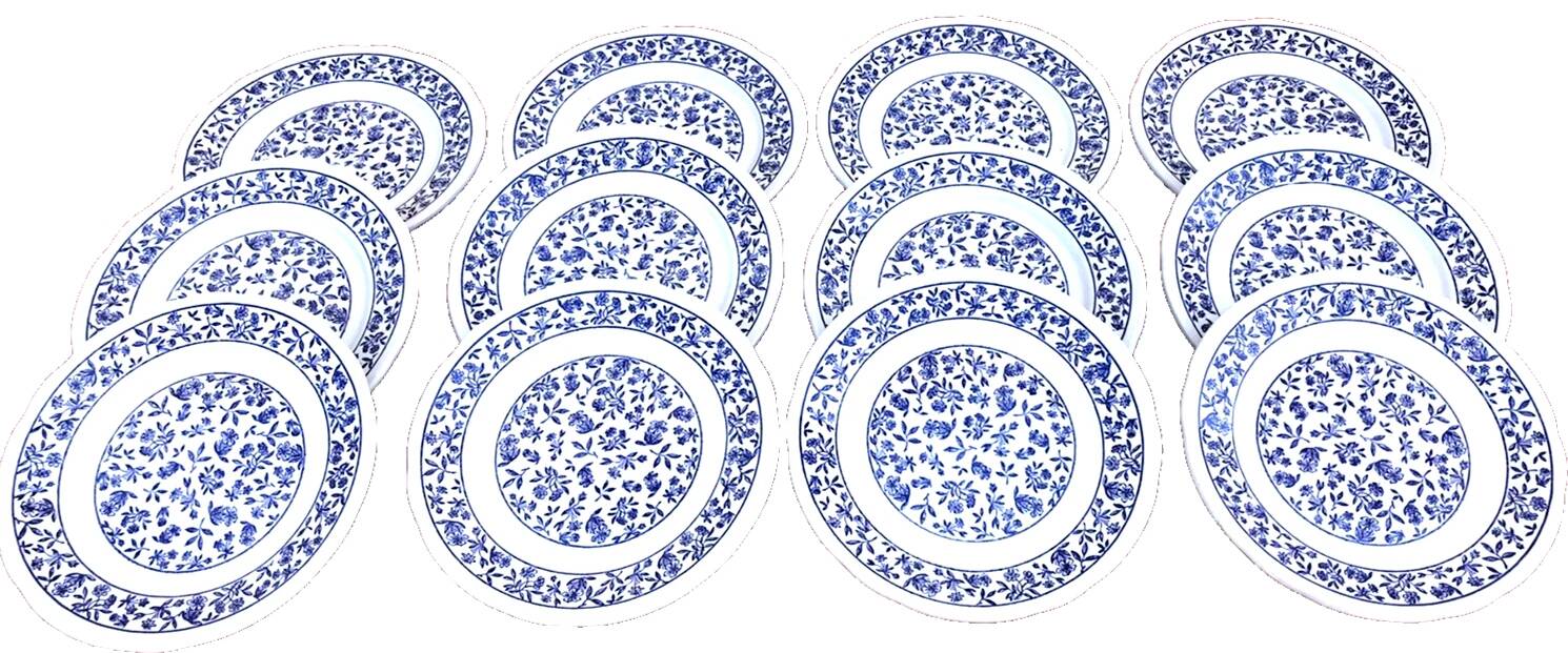 12 ceramic cheese/dessert plates with floral decoration