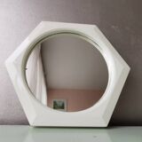 Miroir hexagonal vintage en plastique blanc 1980s