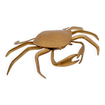 Vide poche /boîte à bijoux en laiton en forme de crabe bleu, années 1960