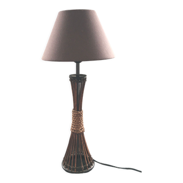 Rattan and rope lamp