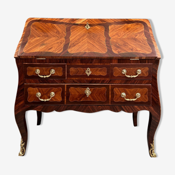 Curved slope office in marquetry of the louis xv period around 1750