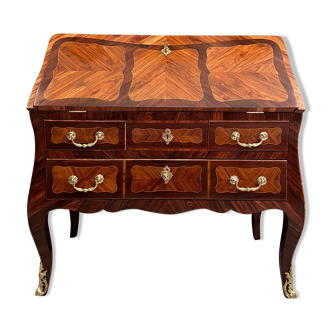 Curved slope office in marquetry of the louis xv period around 1750
