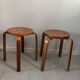 Pair of Artek stools model E60 (rare version with 4 legs), Alvar Aalto