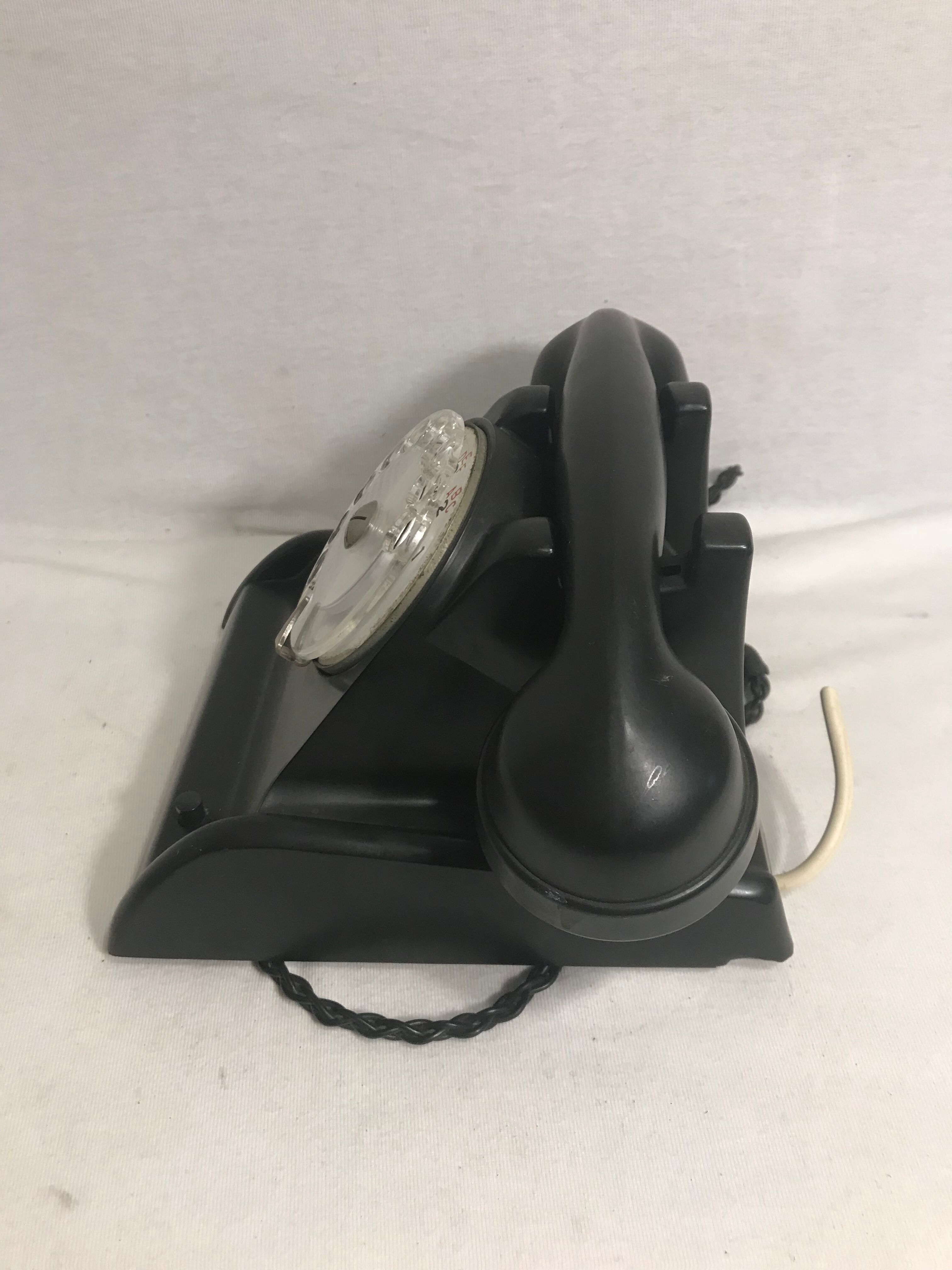 Old telephone bakelite black dial transparent 50 vintage 40's cit