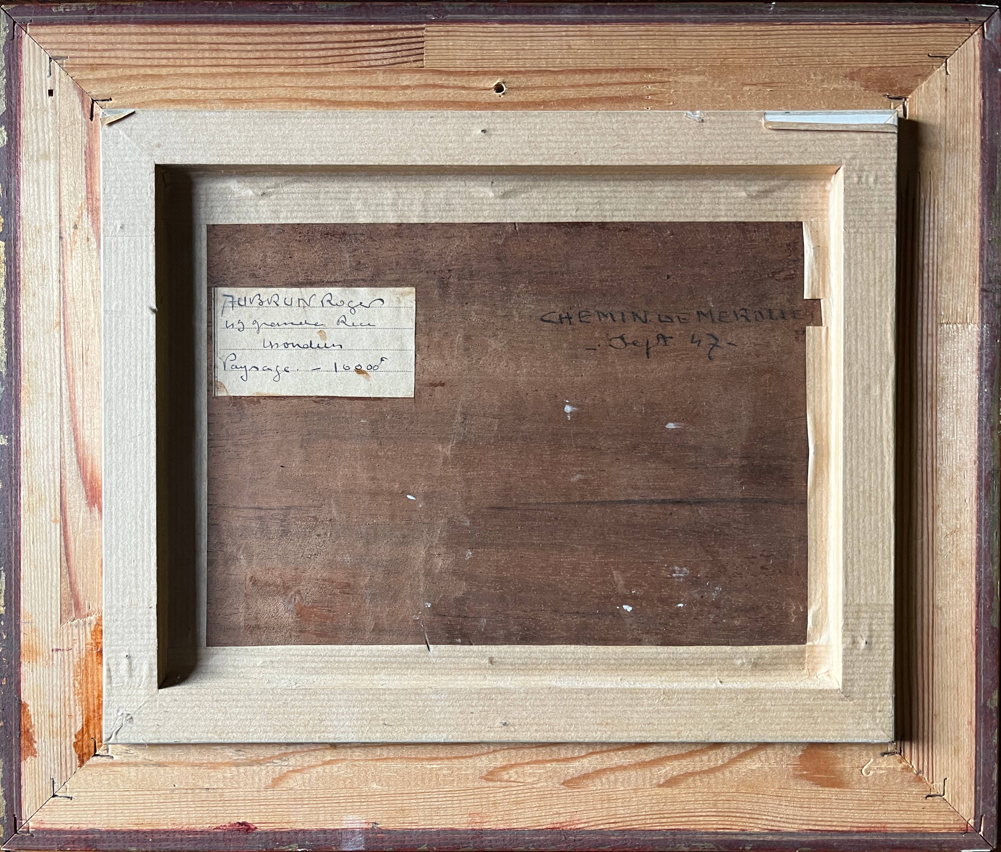 Post-impressionist “Chemin de Merolle” painting by Roger Aubrun 1947 + frame