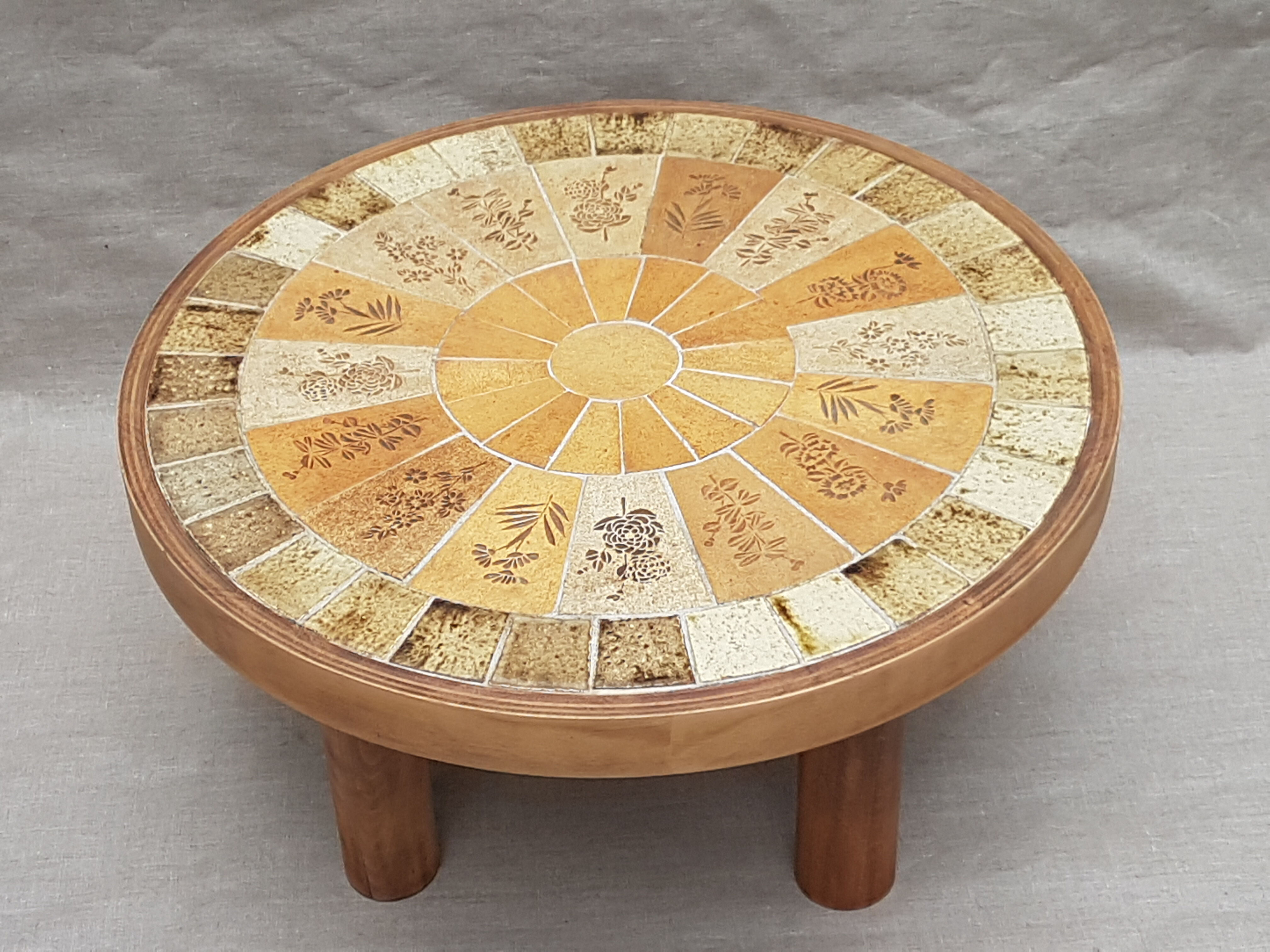 Vintage ceramic coffee table by Vallauris by R Leduc