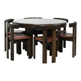 Dining Set by Luigi Vaghi for Former with Six Leather Chairs, Italy 1960's
