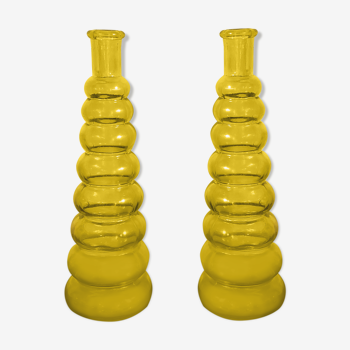 2 carafes vintage jaunes