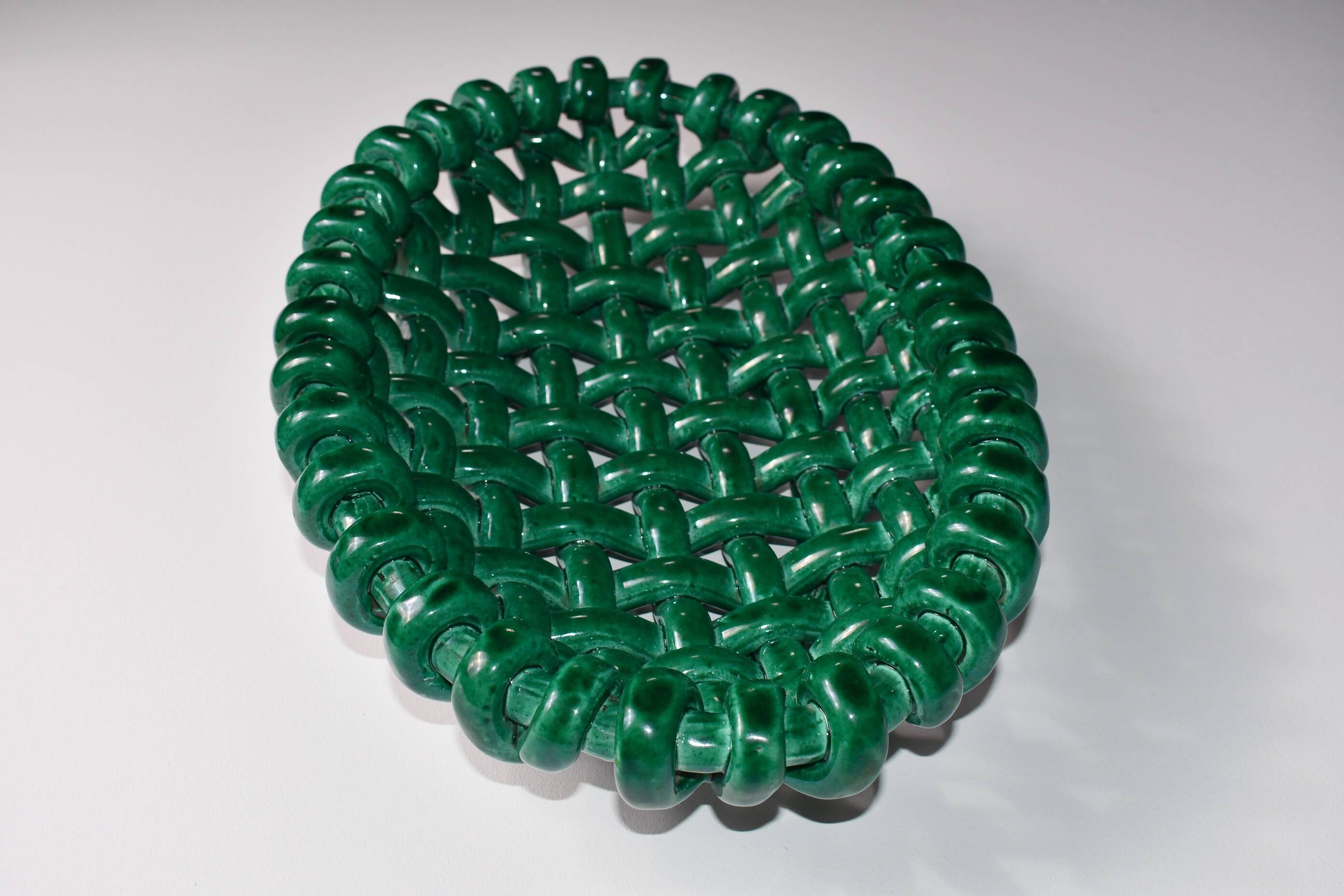 Woven ceramic basket signed Jérome Massier for Vallauris