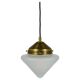 Up to 7 Art Deco brass pendant lights with conical glass shades, Vienna 1930s.