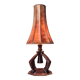 Modernist leather and oak table lamp, Netherlands 1930s