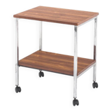 Vintage side table on wheels. Chrome-plated iron tube and wood. France, 1970s.