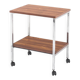 Vintage side table on wheels. Chrome-plated iron tube and wood. France, 1970s.