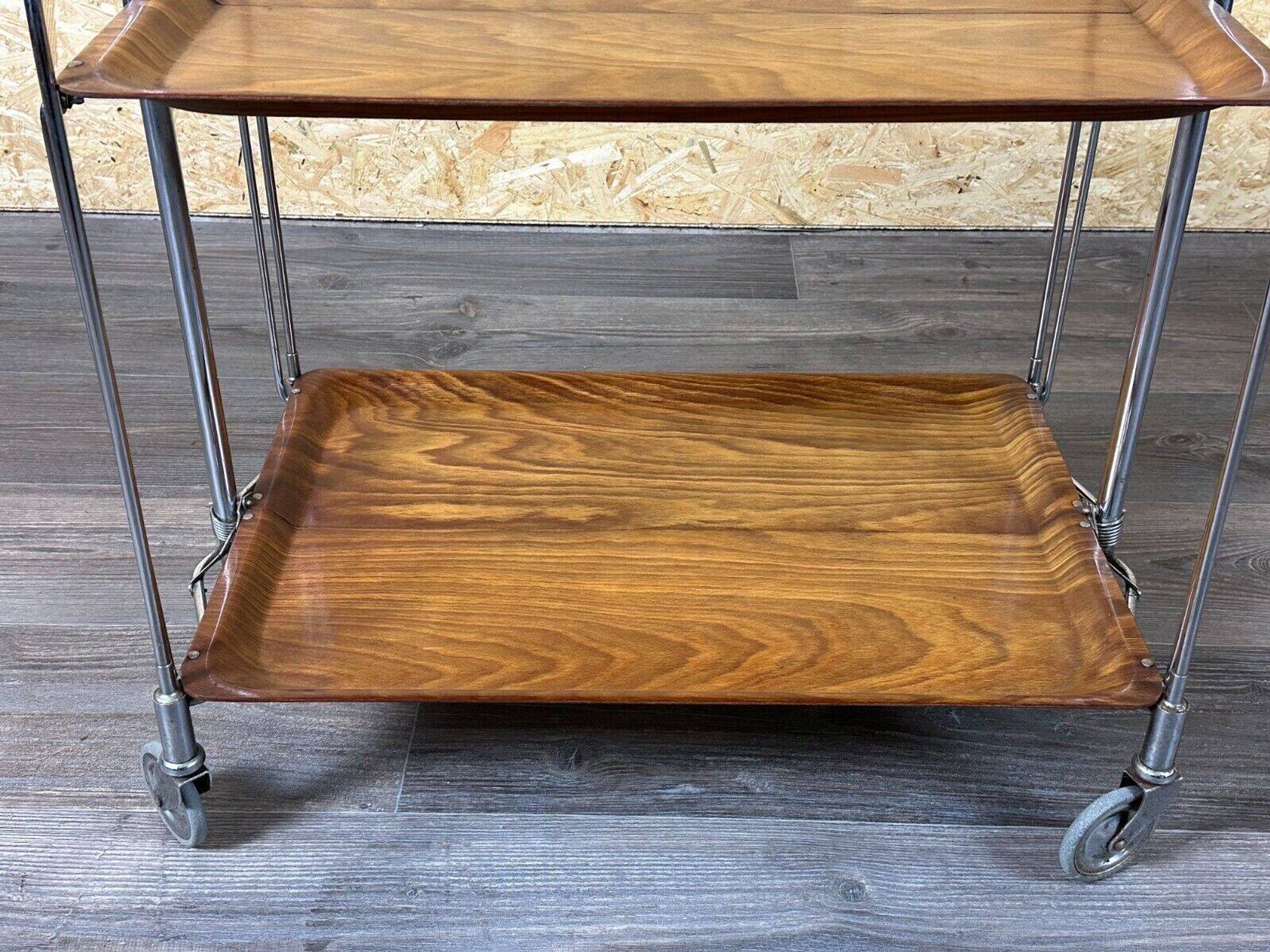 Chariot de service table d'appoint dinette space age brown design 60s 70s
