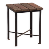 Vintage industrial stool made of pine wood and iron – Central Europe, circa 1950