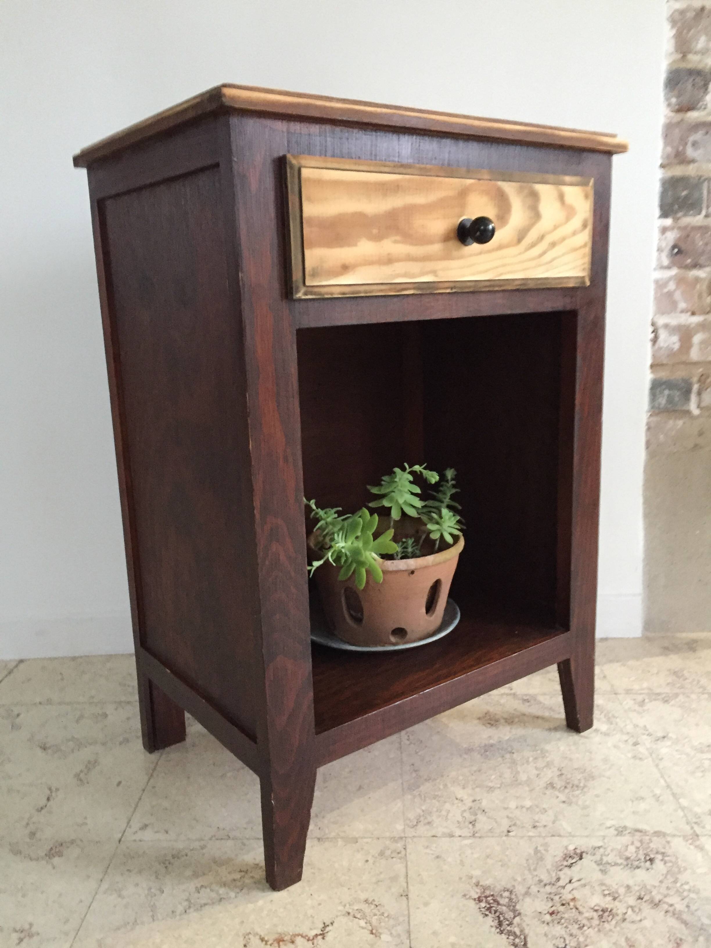 Vintage compass leg bedside cabinet