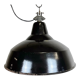 Industrial Black Enamel Factory Lamp with Cast Iron Top, 1950s