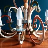 Florentine pendant lamp in hand-painted polychrome metal