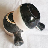 Pair of Black and White Cups in enamelled ceramic - 70s