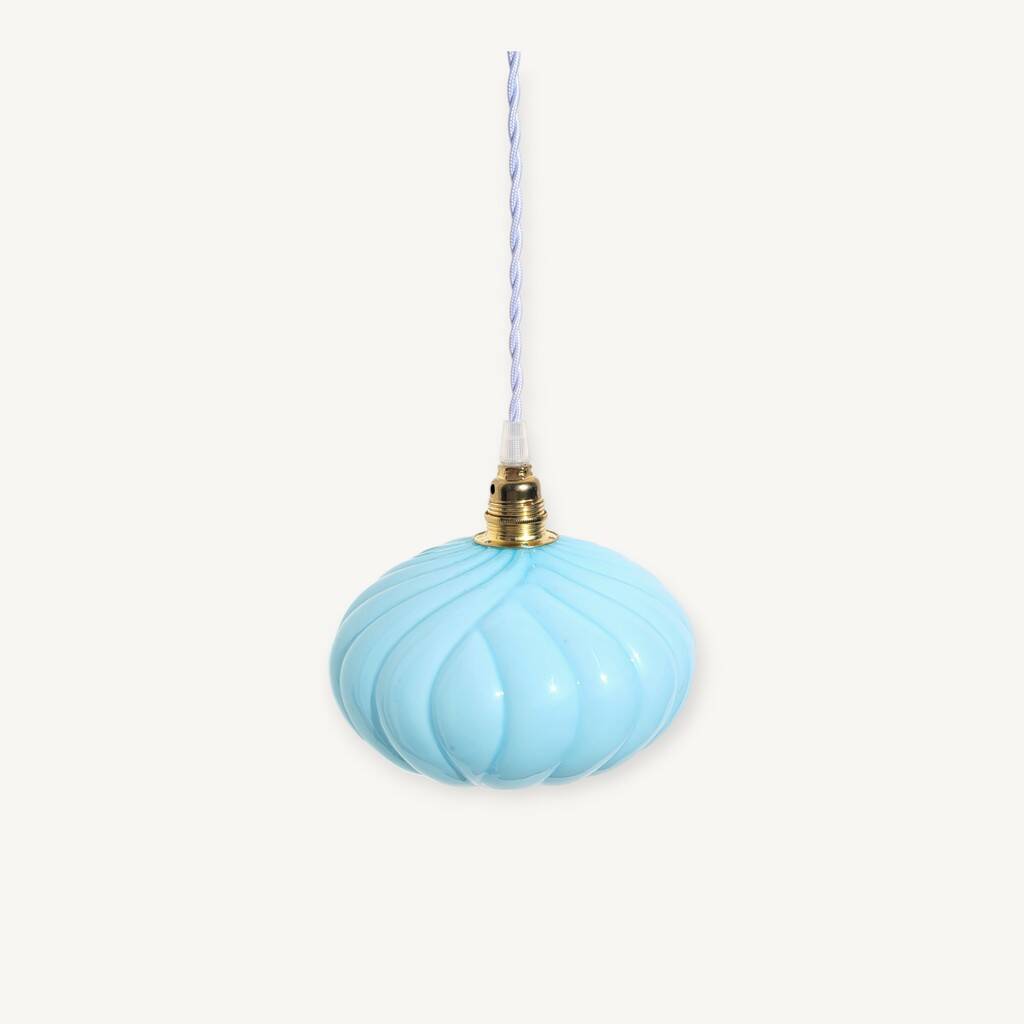 Lampe baladeuse vintage en opaline bleue