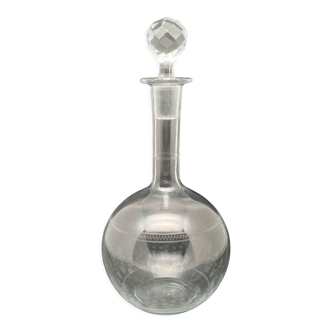 Worked glass decanter - faceted cap