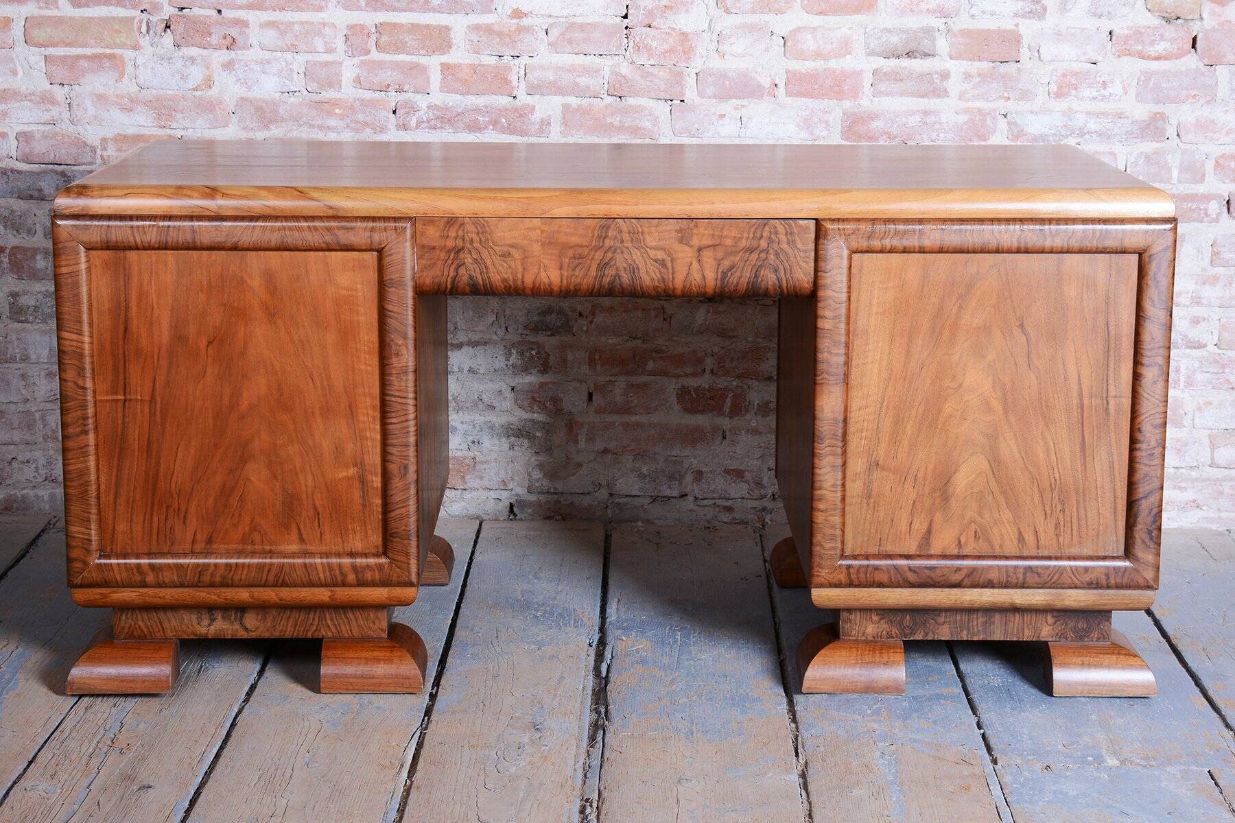 Art Deco Writing Desk in Mahogany and Walnut, 1920s