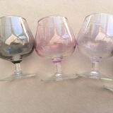 Set of 6 iridescent cognac glasses