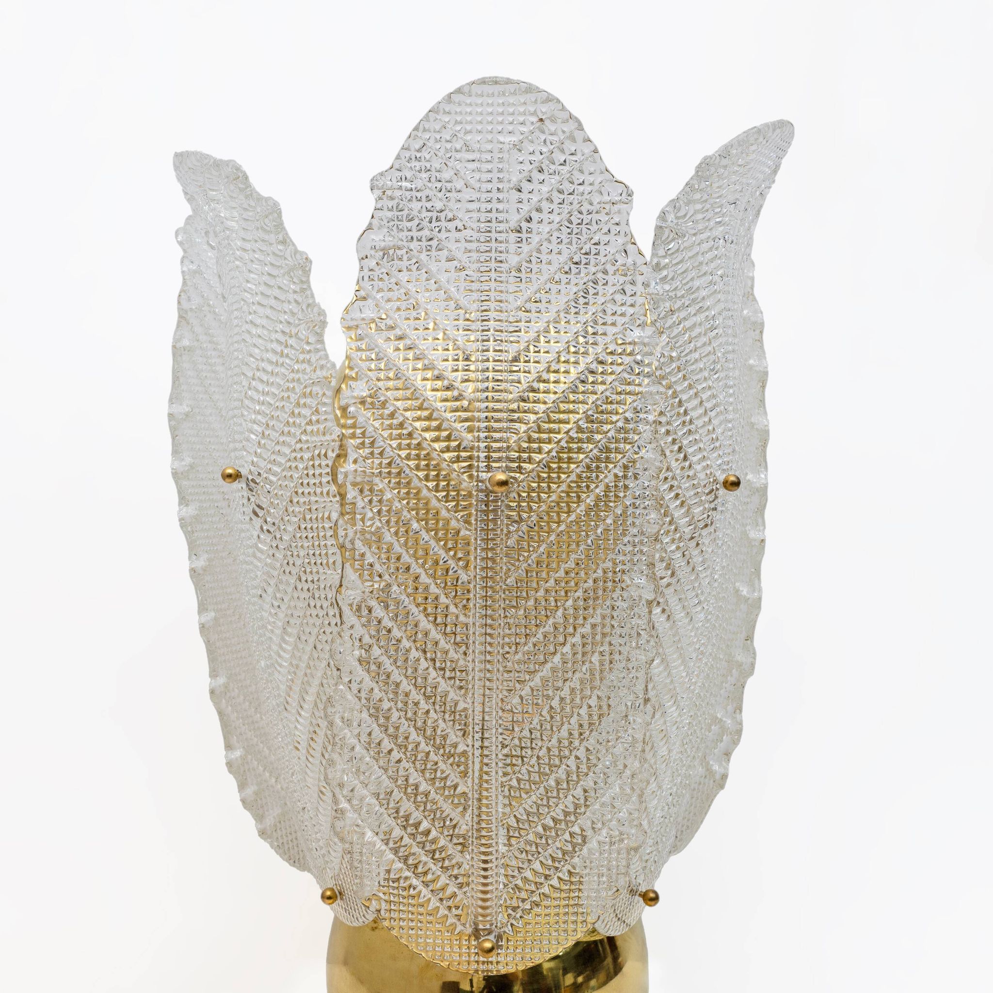Mid-century Modern Brass and Murano Glass Big Table Lamp by Mazzega