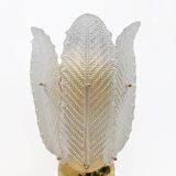 Mid-century Modern Brass and Murano Glass Big Table Lamp by Mazzega