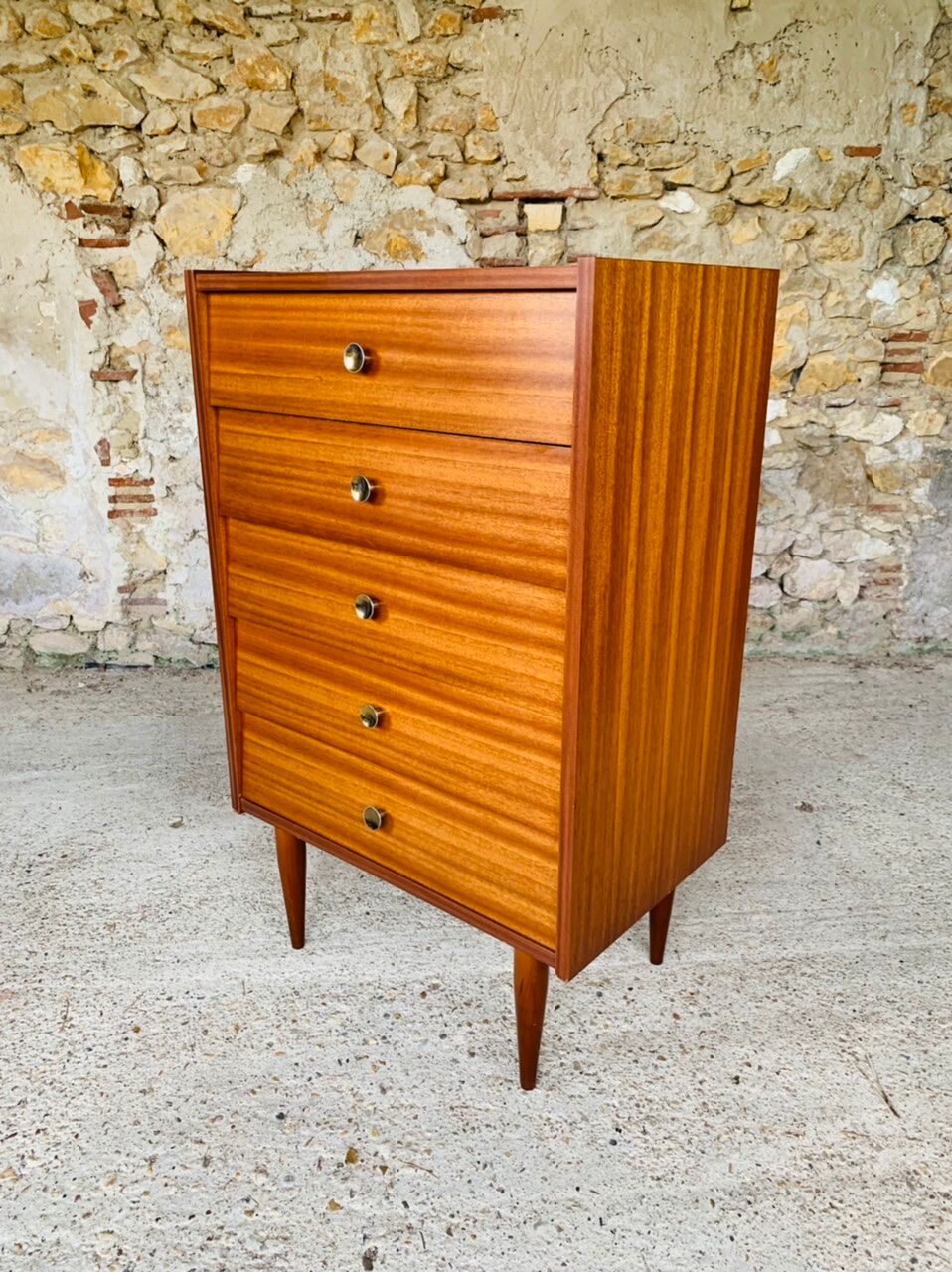 Vintage chest of drawers, 5 drawers in teak Circa 60